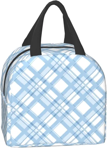 Miniatura 3 de Nerxy Lonchera a cuadros de búfalo azul, moderna, 8 x 5 x 8.5 pulgadas, suave bolsa de almuerzo para mujeres, niños, adultos, trabajo, escuela