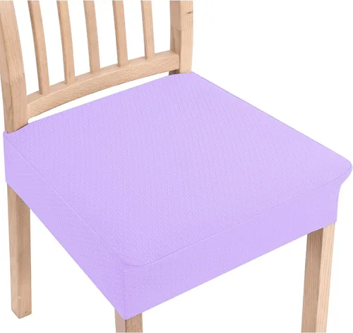 Miniatura 23 de Smiry Juego de 4 fundas de asiento elásticas de jacquard para sillas de comedor, extraíbles y lavables, sin fundas traseras, color gris pardo