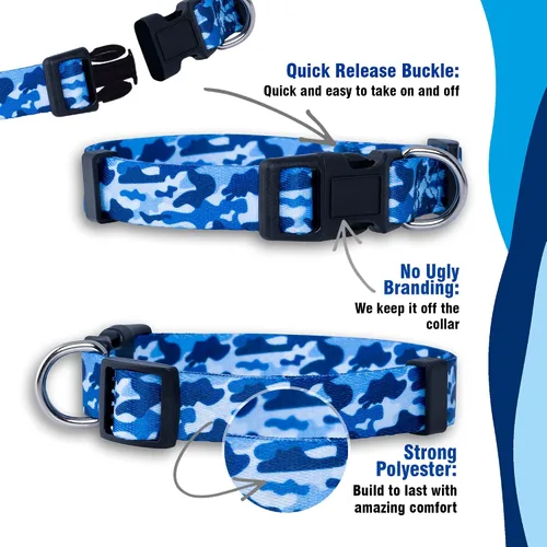 Miniatura 4 de Collar de perro de camuflaje (mediano, azul)