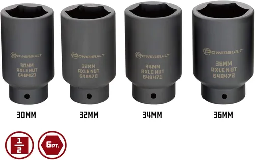 Miniatura 3 de Powerbuilt 648635 - Juego de 4 piezas de tuercas de eje de 1.181 in, 1.260 in, 1.339 in, 1.417 in, herramientas para quitar tuercas de eje de rueda