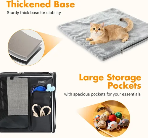 Miniatura 7 de Lekereise Transportador grande para gatos de lado suave, 28 x 13 x 13 pulgadas, transportador de viaje grande para 2 gatos con cierres de cremallera