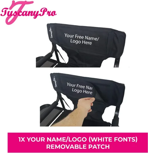 Miniatura 5 de Silla de directores alta profesional portátil con bandeja lateral, nombre personalizado/logotipo impreso, altura del asiento de 29 pulgadas