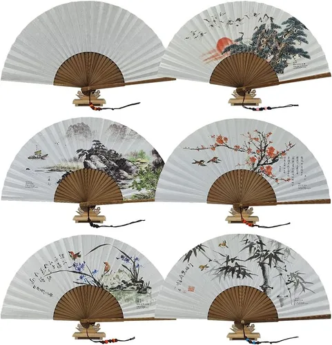 Miniatura 7 de ] Ventilador plegable de mano O-juk-sseon - Ventilador de tradición coreana Ventilador plegable de papel coreano con marco de bambú, ventilador Bambo