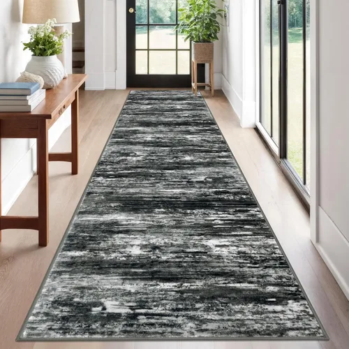 Miniatura 214 de KOZYFLY – Alfombra de pasillo moderna y lavable de diseño abstracto verde, 2 x 5 pies, antideslizante, suave y de pelo corto, ideal para cocina