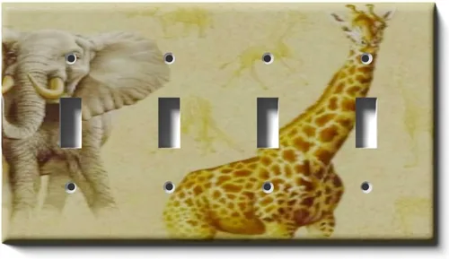 Miniatura 10 de Placa decorativa de salida - Jirafa y elefante en faros - Receptáculo doble dúplex