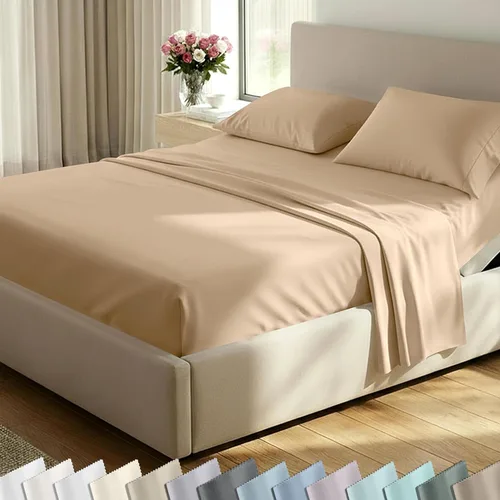 Miniatura 53 de California Design Den Juego de sábanas de lujo tamaño King - 100% algodón, 600 número de hilos, sábanas King de bolsillo profundo, ropa de cama