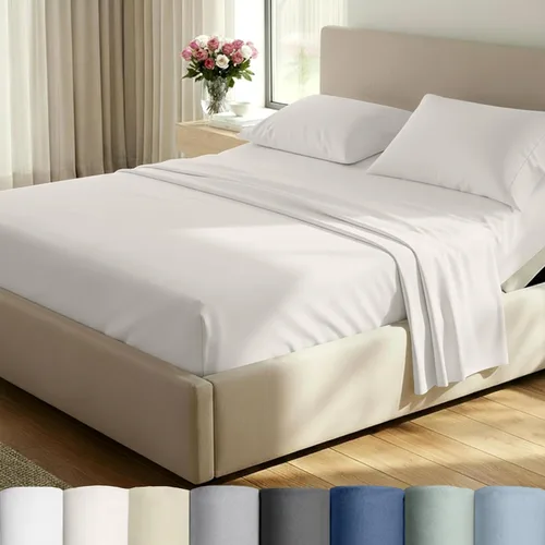 Miniatura 28 de California Design Den Sábanas de cama tamaño individual, sábanas suaves de 100% algodón con bolsillos profundos elásticos, 500 hilos satinados, 13