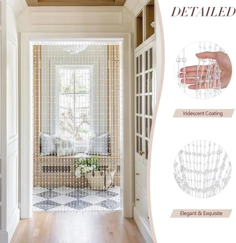 Miniatura 7 de ANMINY 30 hebras de cortinas con cuentas para puertas, cortinas de cuentas de cristal iridiscente de alta densidad para colgar en la puerta
