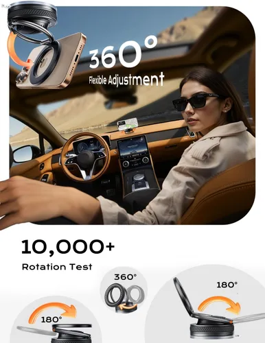 Miniatura 5 de MAGIC JOHN Soporte de coche MagSafe - [20 súper imanes] Soportes magnéticos para teléfono para tu coche, soporte magnético para teléfono celular