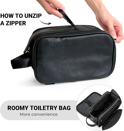 Miniatura 5 de Elviros - Bolsa de aseo de viaje para hombre, gran kit de afeitado Dopp resistente al agua, organizador de artículos de baño, bolsas cosméticas