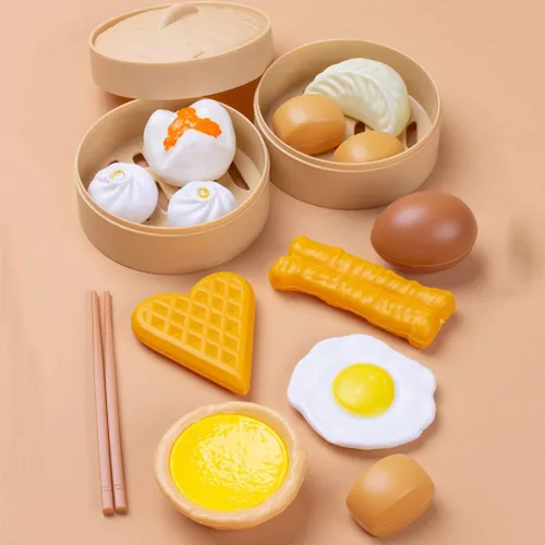 Miniatura 4 de NUOBESTY Juego de comida china para el desayuno, 58 piezas, juguetes de cocina con Dim Sum para cocinar alimentos para niños, juego de rol