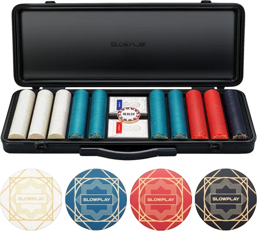 SLOWPLAY Nash - Juego de fichas de póquer de cerámica para Texas Hold'em, 500 unidades [fichas en blanco], 1.535 in y 0.35 oz cada una. Cuenta con