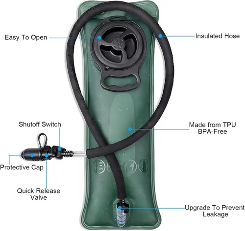 Miniatura 3 de G4Free Mochila de hidratación táctica militar con vejiga mejorada de 3L para senderismo, correr, ciclismo Negro