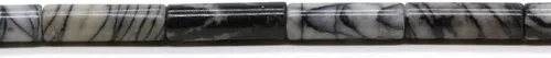 Miniatura 24 de Piedra de jaspe imperial negro natural de 0.157 x 0.512 in en forma de tubo de piedras preciosas cilíndricas sueltas manuales para hacer pulseras
