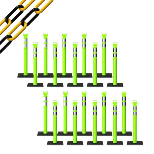 Miniatura 27 de Trafford Industrial - Juego de 20 postes de delineador de 45 pulgadas, collares reflectantes de 3 pulgadas, base de goma de 10 libras