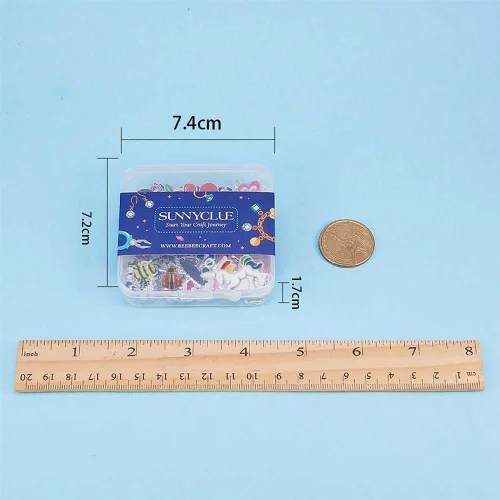 Miniatura 7 de SUNNYCLUE 1 caja de 30 estilos, 30 piezas de dijes esmaltados surtidos chapados en plata, unicornio, animales, corazón, flor, joyería, colgantes