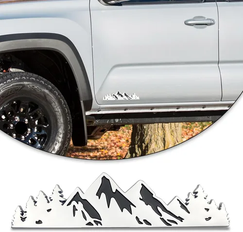 Miniatura 10 de Zhizhong Emblema de árbol de montaña de nieve de 7 pulgadas, insignia gráfica de montañas para maletero y portón trasero para automóvil, camión