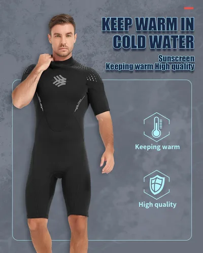 Miniatura 2 de Trajes de neopreno para hombre, 0.118 in con cremallera trasera de neopreno, trajes de buceo para buceo, esnórquel, surf, natación