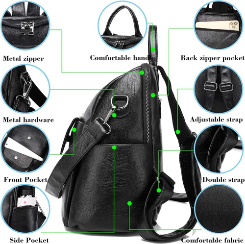 Miniatura 6 de Mochila de moda para mujer, impermeable, bolsa de viaje, bolsa de hombro convertible para mujer