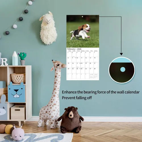 Miniatura 3 de Calendario de Pared 2026, Calendario 2026, noviembre de 2025 a diciembre de 2026, Calendario de Pared Beagles, 12" x 24" abierto, página completa