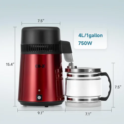 Miniatura 8 de CO-Z Destilador de Agua, Máquina de Destilación de Agua Pura de Acero Inoxidable para Encimera de Mesa, Escritorio, Máquina de Fabricación de Agua