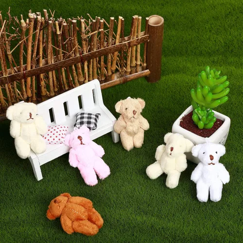 Miniatura 4 de Skylety 20 piezas de 2.36 pulgadas mini oso de peluche conjunto de oso de peluche pequeño animal suave muñeca adorno mochila llavero accesorio DIY