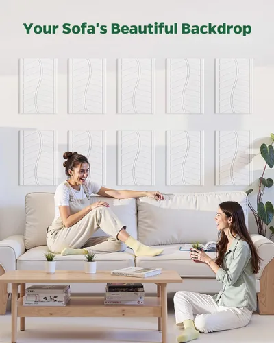 Miniatura 6 de Paquete de 6 paneles acústicos absorbentes de sonido para paredes de estudio de grabación, azulejos decorativos autoadhesivos con textura de hoja