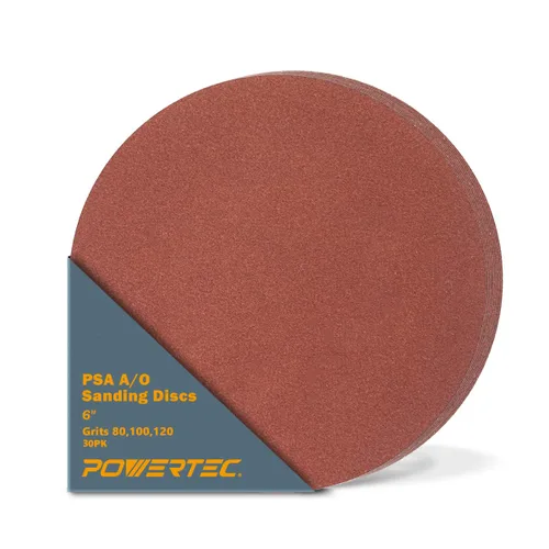 Miniatura 12 de POWERTEC 60 discos de lijado PSA de 5 pulgadas, 10 de cada uno de 60, 80, 100, 120, 180, 240 granos, papel de lija autoadhesivo surtido para paneles