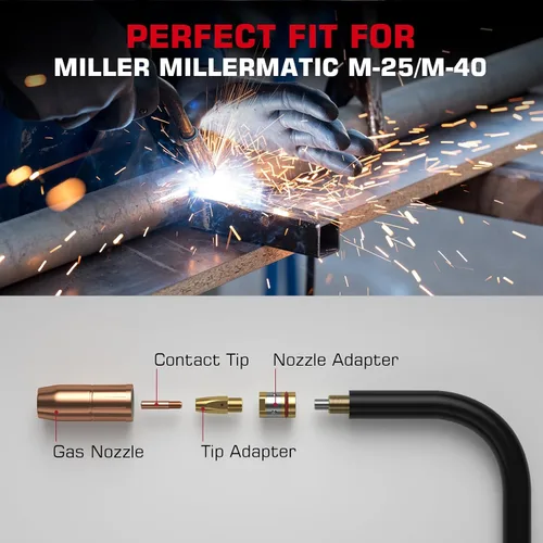 Miniatura 5 de ARCCAPTAIN para Miller M-25/40 pieza de soldador de 0.035 pulgadas, boquilla de punta de contacto, difusor de pistola de soldadura MIG, kit