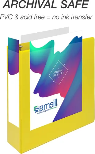 Miniatura 203 de Samsill - Carpeta duradera de 5 pulgadas, fabricada en los Estados Unidos, con anillos en D, transparente y personalizable, color blanco