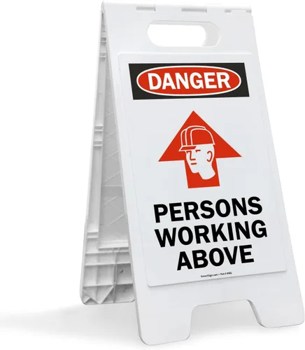 Miniatura 5 de SmartSign Kit de letreros de dos caras con marco en A de BabyBoss de 24 x 18 pulgadas, con texto en inglés "Danger - Persons Working Above