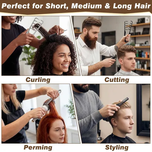 Miniatura 3 de Thenshop Juego de 5 peines de textura voluminizadora para hombres y mujeres, peines de pelo plegables de viaje dos en uno de dientes finos anchos