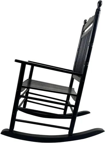 Miniatura 4 de Silla mecedora de madera maciza, balancín de porche delantero para adultos, carga de 280 libras