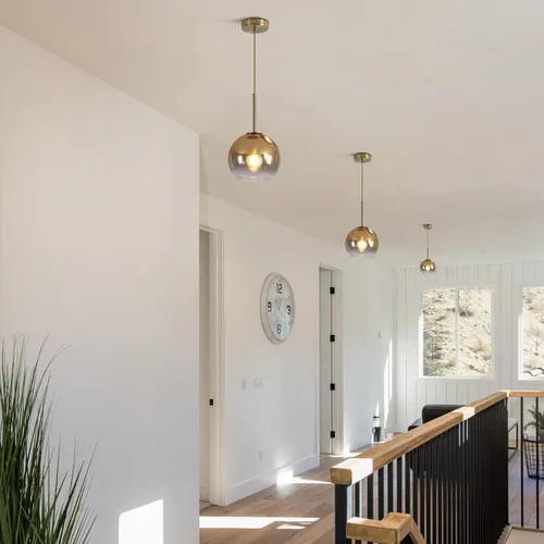 Miniatura 8 de KCO Iluminación de globo de vidrio colgante lámpara moderna de oro luces colgantes isla de cocina comedor de mediados de siglo lámparas colgantes