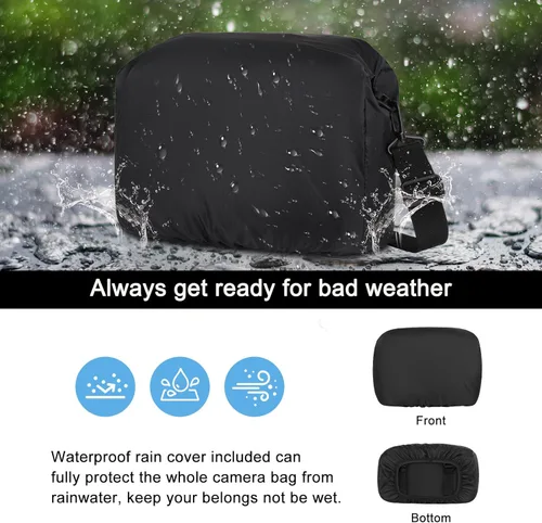 Miniatura 5 de MOSISO Bolsa para cámara para fotógrafos, bolsa de hombro para fotografía para cámaras DSLR/SLR/SLR/sin espejo, funda acolchada con orejas de trigo