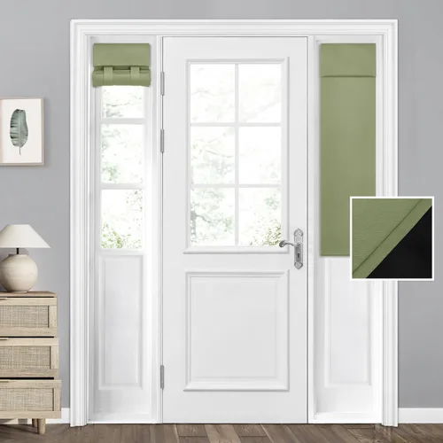Miniatura 71 de HOMEIDEAS Cortinas 100% Opacas para Luces Laterales de Puerta Principal, Cubierta de Ventana de Puerta de Aula, Persianas de Privacidad
