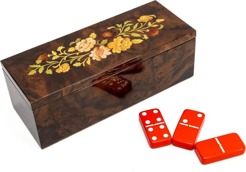 Bello Collezioni - Via Vicarisi - Juego de dominó rojo de lujo con incrustaciones artísticas únicas de Italia