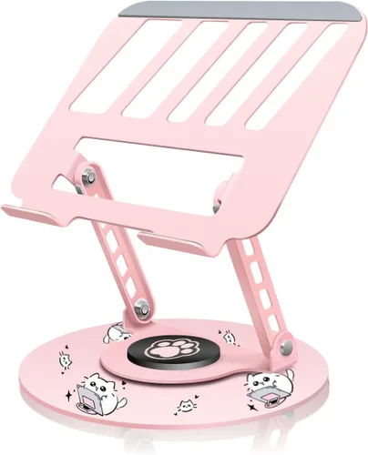 Miniatura 12 de Soporte giratorio de 360° para tablet – Rosa Doble eje giratorio ajustable, diseño plegable Se adapta a iPads y tabletas de hasta 13 pulgadas