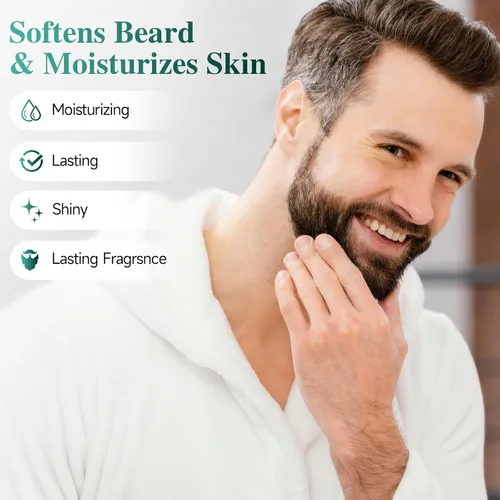 Miniatura 4 de Bálsamo para barba, bálsamo de biotina para barba de concentración 2X para hombres (2 onzas), aceite natural para barba con aceite de ricino, aceite