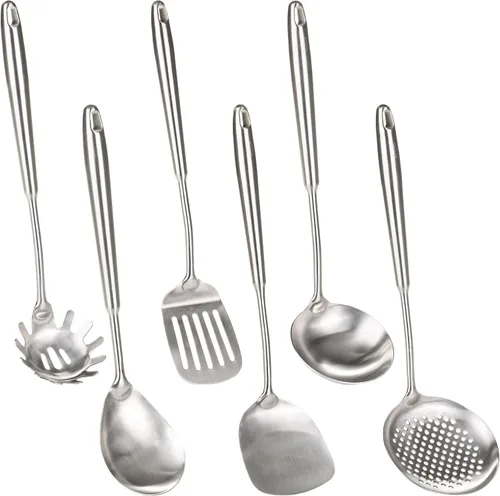 Miniatura 7 de Espátula y cucharón de wok, juego de herramientas de cucharón de espumadera, juego de utensilios de cocina de wok chino, todos los utensilios