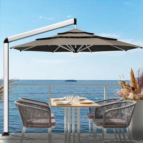 Miniatura 91 de EliteShade USA Sombrilla de Mercado de 10 Años Sin Decoloración de 9 Pies 3 Niveles Sombrilla de Patio Sombrilla de Mesa para Exteriores con Beige