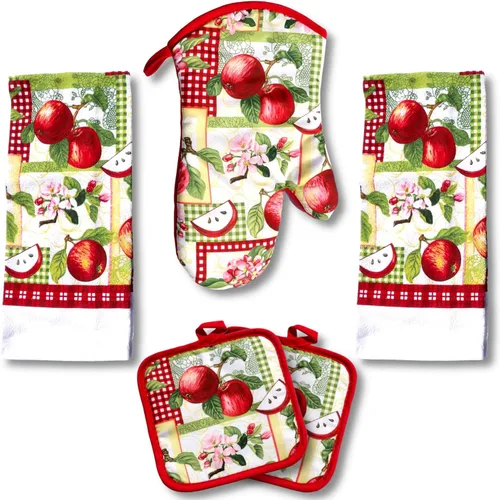 Miniatura 17 de Juego de toallas de cocina Café Latte de 5 piezas – Guante acolchado para horno y 2 agarraderas, perfecto para los amantes del café