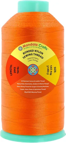 Miniatura 66 de Mandala Crafts - Hilo de nailon para coser cuero, tapicería, mezclilla y para trenzar el pelo; resistente, 1500 yardas, tamaño 69 T70 Marrón