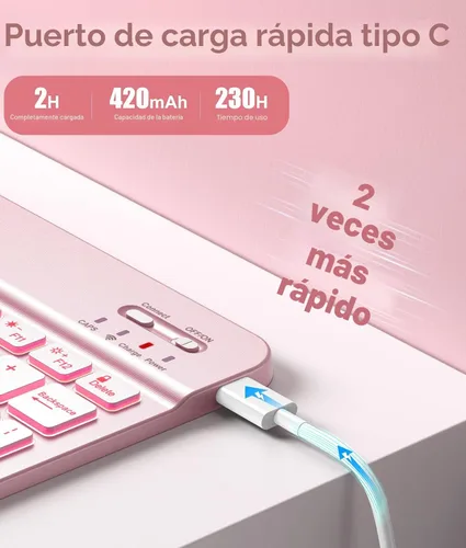 Miniatura 3 de Hamile Funda para iPad de 11ª y 10ª Generación con Teclado - 7 Colores Retroiluminados Inalámbrico Desmontable Funda Folio con Teclado y Soporte