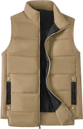 Miniatura 12 de XinYangNi Chaleco de invierno con forro polar para hombre, chaqueta de burbujas cálida e informal