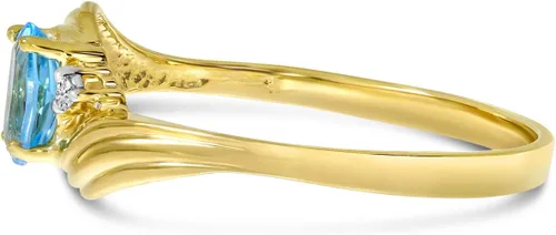 Miniatura 4 de Anillo de topacio azul y diamante en oro amarillo de 10 quilates