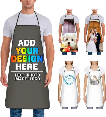 Miniatura 36 de Delantal personalizado para mujer, personalizado para añadir tu propio nombre, texto, logotipo, foto, chef, delantal de cocina para barbacoa