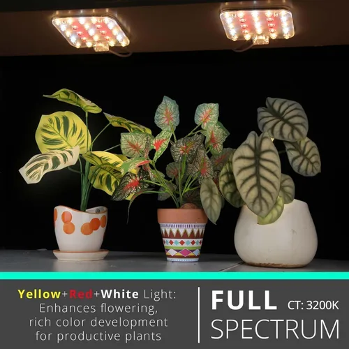 Miniatura 2 de Luz LED de espectro completo para cultivo de plantas de interior, 2 paneles de 10 W con temporizador de 6/12/16 horas, luces regulables para plantas