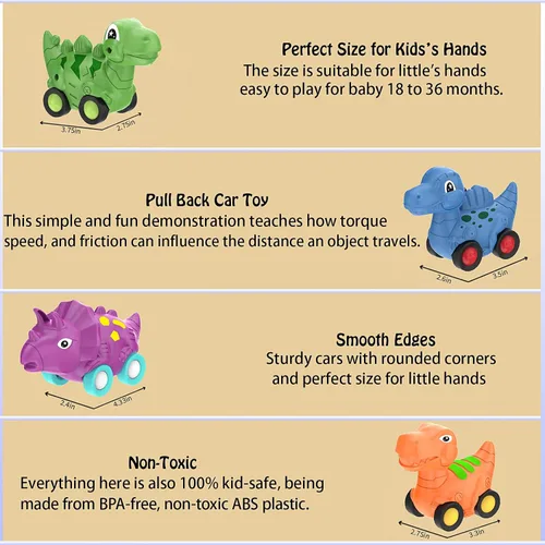 Miniatura 5 de Veslier Juego de camiones de dinosaurios para niños de 2, 3, 4, 5 años, camión transportador de fricción con 4 paquetes de pequeños coches
