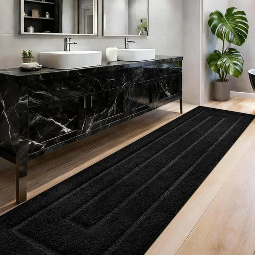 Miniatura 19 de HOMORE Alfombra de baño gris de 24 x 60 pulgadas, suave, absorbente, alfombra de pasillo de baño lavable, alfombras largas antideslizantes